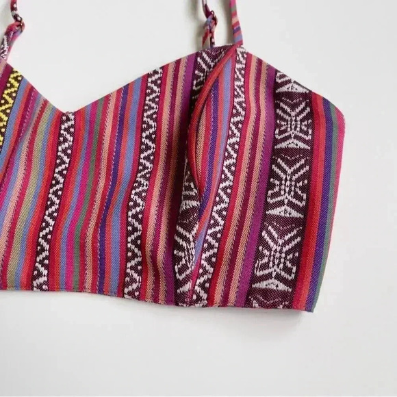 Show Me Your Mumu Tai Bandeau Crop Top Size Small Piñata Pink Textile Festival - Picture 6 of 10